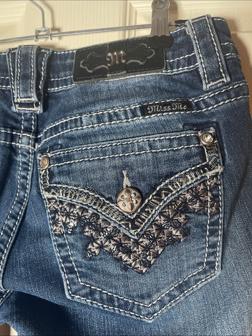 Miss Me Dark Blue Embellished Back Pocket Jeans - Picture 3 of 6